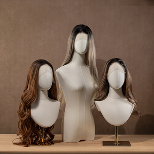Cabeza de Maniquí para Pelucas Cubierta de Lona con Soporte Metálico para Exhibición de Pelucas, Exhibición en Escaparates de Salones y Tiendas - Product Image 6