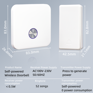 Kit <span class=keywords><strong>de</strong></span> sonnette sans fil, système d'alerte intelligent pour la maison, alimenté par prise, moderne, extérieur, 1 émetteur, 2 récepteurs, étanche, 52 sonneries - Product Image 4