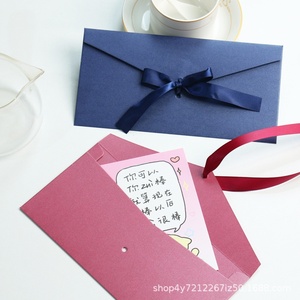 Cross-border Creative Ribbon Envelope Bow <strong>Pearl</strong> Thickened Large Special Kraft Paper B6 Greeting Card Advanced Sense - Product Image 4