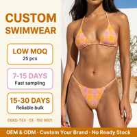 Ensemble bikini femme personnalisé, haut débardeur épaules dénudées avec soutien-gorge intégré, rembourrage amovible, respirant, coupe échancrée, faible MOQ, usine OEM ODM
