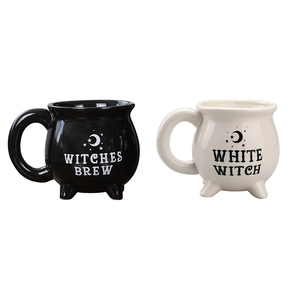 แก้วกาแฟเซรามิกสีดำลายหม้อแม่มด สำหรับตกแต่งโต๊ะในวันฮาโลวีน - Product Image 6