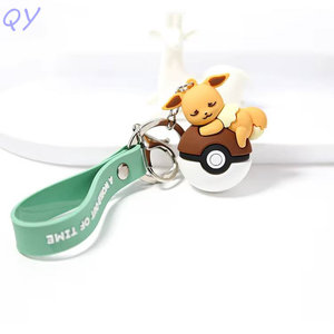 QY Cute Silicone <b>Keychains</b> 3D Cartoon Squirtle Bpocket monster Non-Toxic Rubber Key Rings - Product Image 4