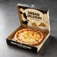 Boîtes à pizza rigides en papier kraft écologiques et recyclables avec logo personnalisé, cartons de livraison de nourriture en carton ondulé de qualité alimentaire, impression quadricolore