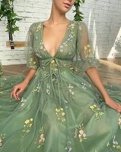 Robe de mariée bustier pour femme, verte, <span class=keywords><strong>haut</strong></span> de gamme, pour cérémonie, anniversaire, hôte, style Mori sexy, <span class=keywords><strong>demoiselle</strong></span> <span class=keywords><strong>d</strong></span>'<span class=keywords><strong>honneur</strong></span> - Product Image 3