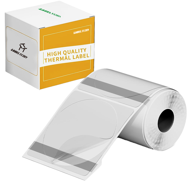 50mm 1.97 Inch 150labels/Roll 5 Proof Smart Printer Universal Round Direct Transparent Thermal Labels