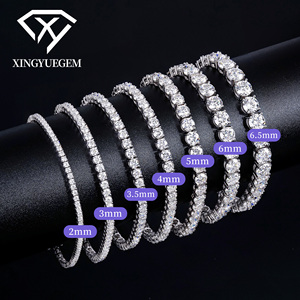Bracelet chaîne tennis Xingyue 3 mm 6,5 pouces en argent sterling 925 avec moissanite blanche VVS et placage or blanc pour unisexe - Product Image 6