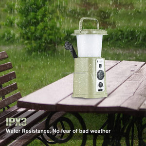 Đèn Năng Lượng Mặt Trời Đài Phát Thanh Sos Tay Quay Chống Nước Ngoài Trời 10000MAh Đèn <span class=keywords><strong>Led</strong></span> Cắm Trại Có Thể Sạc Lại Với Pin Dự Phòng - Product Image 2