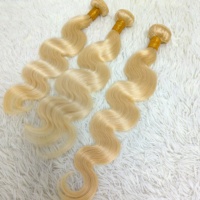 Letsfly 10A Blonde 613 #   Lots de cheveux humains vierges 10-30 pouces, lisses et soyeux, double trame, ondulés