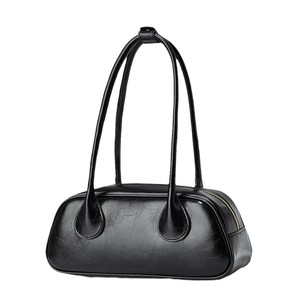 กระเป๋าหนังวัวลายหนังแท้ทรงถัง สีดำ ปิดด้วยซิป สะพายไหล่หรือสะพายข้าง ใช้ได้ทุกวัน คอลเลคชั่นฤดูใบไม้ร่วง 2024 - Product Image 5