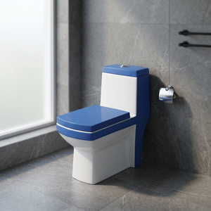 WC monobloc en céramique rose à design diamant carré avec système de chasse d'eau à jet, WC indien - Product Image 6