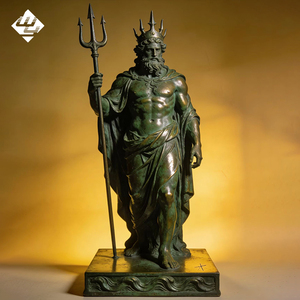 Statua Classica di Poseidone in Bronzo Fuso con Tridente per Ornamento Paesaggistico di Parchi Costieri - Product Image 2