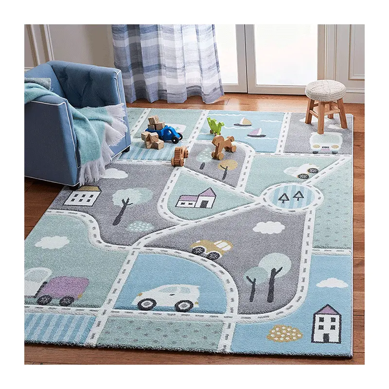 Karpet antiselip untuk anak-anak, karpet motif 3D, karpet Digital untuk ruang tamu tapis