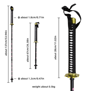 Bâton de randonnée pliable en fibre de carbone, 3 sections réglables, verrouillage rapide, embout en caoutchouc, poignée en EVA, style tendance pour la randonnée en plein air - Product Image 2