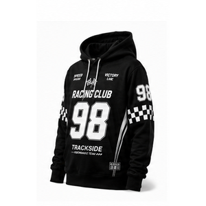 Sudadera con Capucha Personalizada OEM con Número Impreso para Fanáticos de Carreras, Sublimación Completa, Detalle de Bandera a Cuadros, Sudadera con Capucha para Hombre, Club de Carreras - Product Image 6