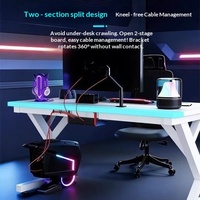 Bureau d'ordinateur Gaming et d'étude en Titane avec Bras Mécanique, Fibre de Carbone, Bois Massif, Dissipation Thermique et Roulettes - Modèle International