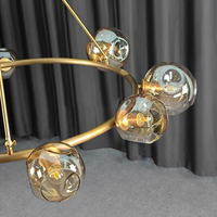 Lustres suspendus de luxe sur mesure pour hall d'hôtel, grands luminaires modernes en verre et cristal doré pour plafond