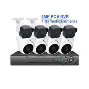 8-канальная система видеонаблюдения с poe, система видеонаблюдения, ip-камера с poe, комплект видеорегистратора 5 МП, H.265, цилиндрическая и купольная камера