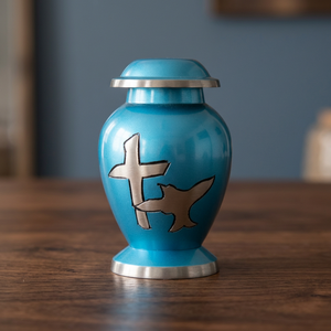 Blue Engraved Cremation Urn Metal Keepsake Memorial <b>Ashes</b> Cremation Urn Custom Name Suitable <b>for</b> Adult - Product Image 3