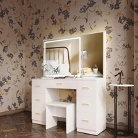 Nouvelle grande coiffeuse avec miroir LED, meubles de chambre à coucher, bois MDF, table de maquillage moderne, coiffeuse de luxe, prix de gros