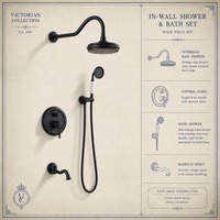 Robinet de douche et de baignoire moderne à poignée unique en laiton, système haute pression noir chromé, céramique brossée, encastré, doux, pour hôtels