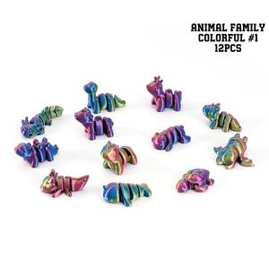 Mainan cetak 3D, 12 buah mainan hewan peliharaan lucu warna-warni dekorasi dekompresi saku Lucu indah kreativitas Mini - Product Image 5
