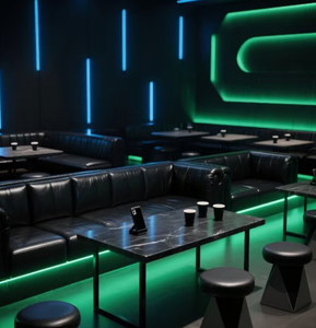 Solución de Proyecto Personalizada para Discotecas y Bares Lounge: Conjunto de Asientos Seccionales Modernos y Mesa Central de Acero Inoxidable - Product Image 2