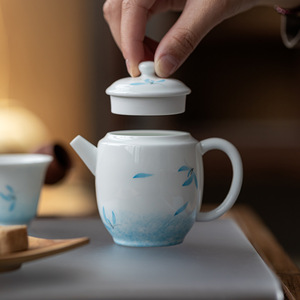 Guanlan Hand-Painted Porcelain Teapot Round With Lid Autumn Water Design Kung Fu <b>Tea</b> <b>Set</b> Single Teapot Afternoon <b>Tea</b> Use - Product Image 2