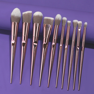 Ensemble de pinceaux de maquillage métalliques or <span class=keywords><strong>rose</strong></span> 10 pièces de haute qualité pinceau de maquillage professionnel en gros pinceau synthétique haut de gamme permanent - Product Image 4