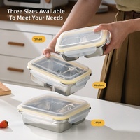 Bento Box RVS Lunchbox Magnetronbestendig Vriesvakbestendig Koreaanse stijl Verwarmbaar 2 compartimenten BPA-vrij School