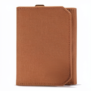 Men's Anti-Theft RFID Blocking Short Genuine Leather <b>Wallet</b>-Button Closure Folding Card <b>Holder</b> with Dot Pattern Nylon Lining - Product Image 1