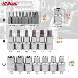 23PC 1/2 inch ổ đĩa tác động Torx ổ cắm Bộ bit bên ngoài E Torx Nữ Sao đầu trình điều khiển bit OEM ODM tay nguồn điện hộp - Product Image 3