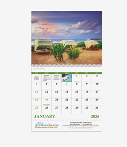 Calendriers Spirales Personnalisés avec Logo Imprimé Thème Plage 2027 – Cadeau Promotionnel de Qualité pour Entreprises, Vente en Gros, à Suspendre au Mur - Product Image 1