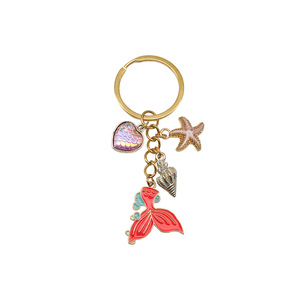 Mermaid Starfish <b>Keychain</b> Zinc Alloy Heart Shape Fashion Jewelry Accessory For Creative DIY Gifts - Product Image 5