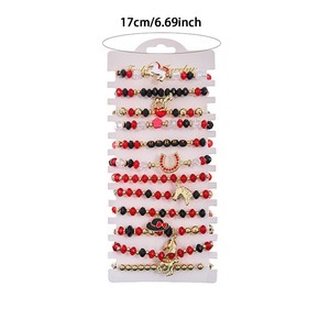 Horse Racing Day <b>Bracelet</b> Set 12pcs <b>Red</b> Black Beads Alloy Animal Design Gift Jewelry - Product Image 4
