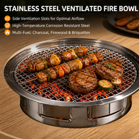 Table de barbecue pliante en métal à 3 pieds personnalisée, 61 cm, effet bois, transfert de chaleur, foyer extérieur pour camping avec grille en acier inoxydable