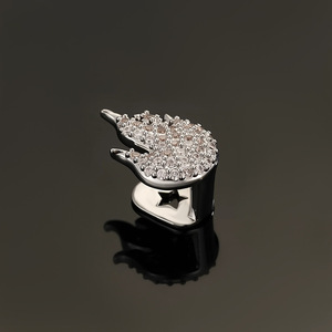 Grillz en forme de flamme, doré et argenté, serti de zircon, accessoire de fête unisexe - Product Image 4
