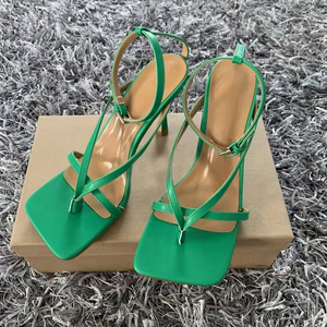 Sandalias Gladiador de Moda, Tacones Altos, Otoño, Sandalias con Cordones y Punta Cuadrada para Mujer - Product Image 5