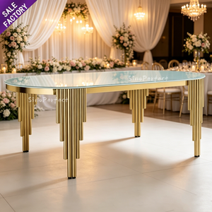 Sinoperfect Luxury S Shape Dining <b>Table</b> Party Furniture Serpentine Design Half Moon Steel <b>Table</b> Golden Wedding - Product Image 1