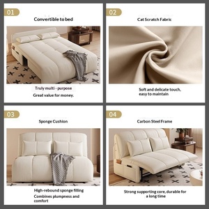 Cama Inteligente Moderna Minimalista Estilo Crema, Plegable, Doble Uso, Resistente a Arañazos, Multifuncional, Individual/Doble DDSFC03, Diseño Plegable - Product Image 5