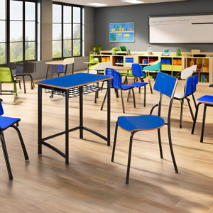 Modern Fixed Single <b>Desk</b> Chair School Furniture Classroom Use Steel Plywood Plastic Custom Color Aoyasi PT-K08 PT-K08 Student Ta - Product Image 3