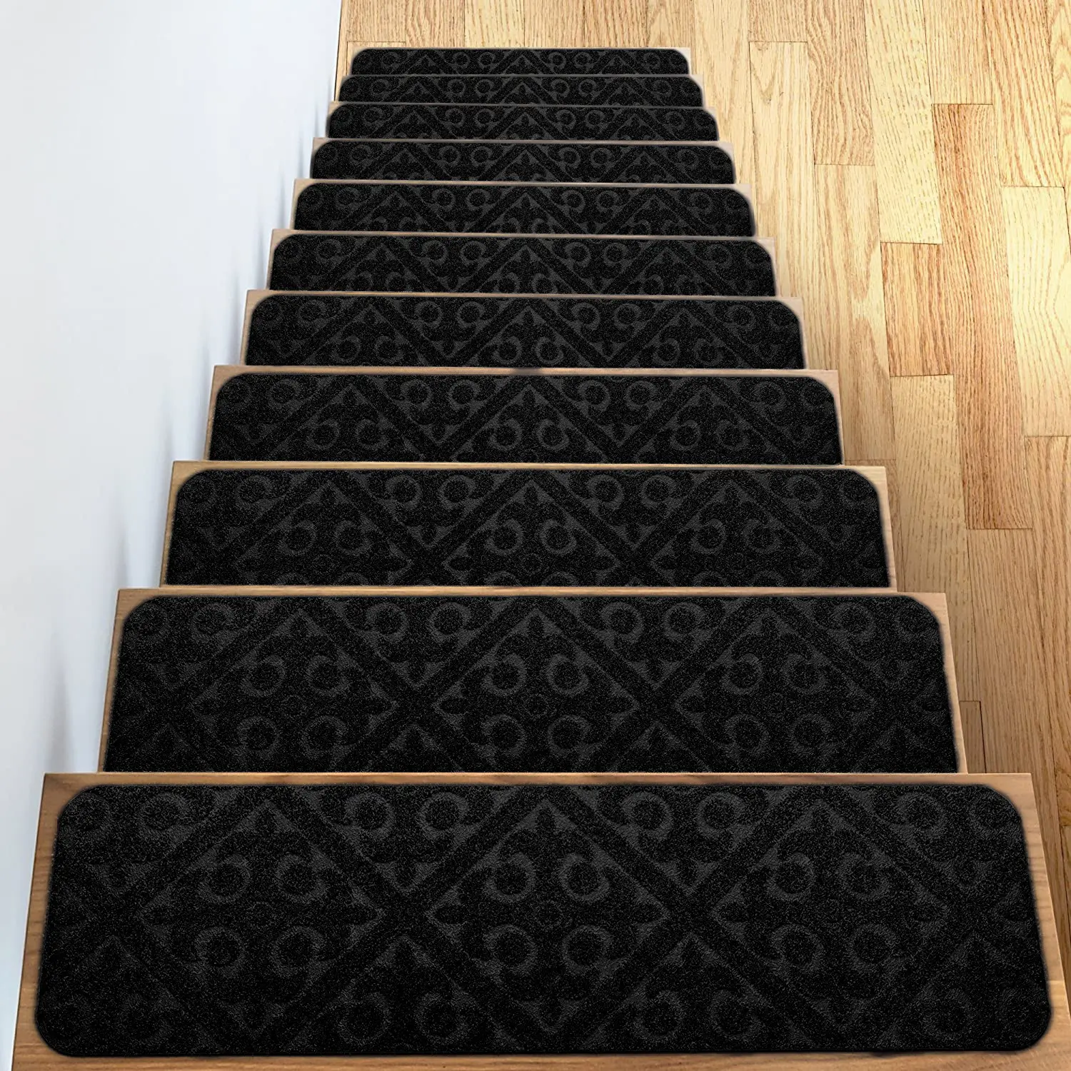 गर्म गोंद-मुक्त स्व-चिपकने वाली सीढ़ी मैट को एम्बेड गैर-स्लिप ट्रेड मैट स्कर्स गंदगी प्रतिरोधी फर्श मैट