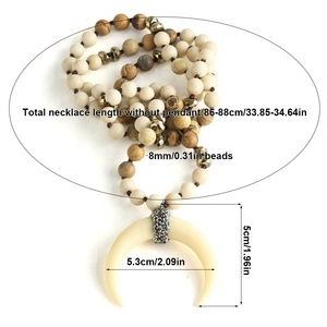 <span class=keywords><strong>Collier</strong></span> ethnique bohème pour femmes occidentales, pierre naturelle hématite, nœud, <span class=keywords><strong>collier</strong></span> en résine, strass, pendentif <span class=keywords><strong>lune</strong></span> croissante - Product Image 6