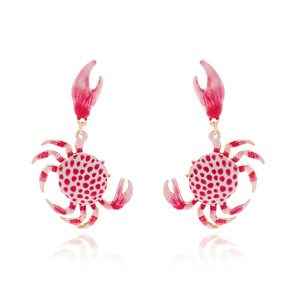 Boucles d'oreilles en alliage d'animaux de mer de crabe rose créatif exagéré bijoux de vacances de plage pour femmes - Product Image 1