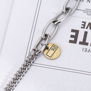 สร้อยข้อมือฮิปฮอปไทเทเนียมสตีลแบบคิวบาพร้อมจี้หมายเลข 92 เครื่องประดับสำหรับใส่ทุกวันสำหรับทุกเพศ - Product Image 4