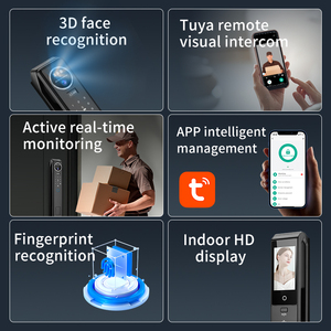 Serrure de porte intelligente <span class=keywords><strong>WiFi</strong></span> Tuya pour usage domestique, fonction de reconnaissance faciale et d'interphone, options de déverrouillage par <span class=keywords><strong>code</strong></span>/carte/empreinte digitale - Product Image 5
