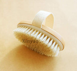 Щетка для сухой чистки тела, отшелушивающая натуральная щетина, с логотипом на заказ, для удаления омертвевшей кожи, лечение целлюлита, лимфатический дренаж - Product Image 2