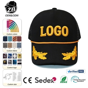 Wholesale Custom Logo Oak Leaf Foam Mesh Trucker <b>Hat</b> Unisex Breathable Baseball <b>Cap</b> with Rope for Nautical Enthusiasts - Product Image 1