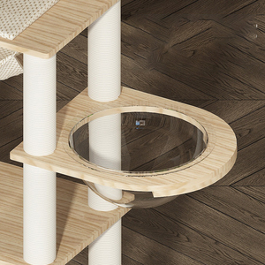 Arbre à chat en bois pour le commerce international, modèle Tournesol, avec poteau en sisal, pour grands chats. Vente en gros, personnalisation prise en charge. - Product Image 3