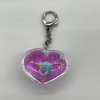 Porte-clés personnalisé en acrylique transparent avec figurine flottante et paillettes, pendentif mignon pour cadeaux et organisation des clés