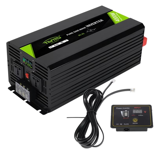 Solar Home Automotive Off-grid Single Phase Pure Sine Wave 4000W 12V 220V Inverter LCD Display Wired Remote Home Appliance